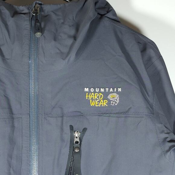 Mountain Hardwear Men's GTX Small Gray Lightweight Hooded Full-Zip Rain Jacket - Picture 4 of 16